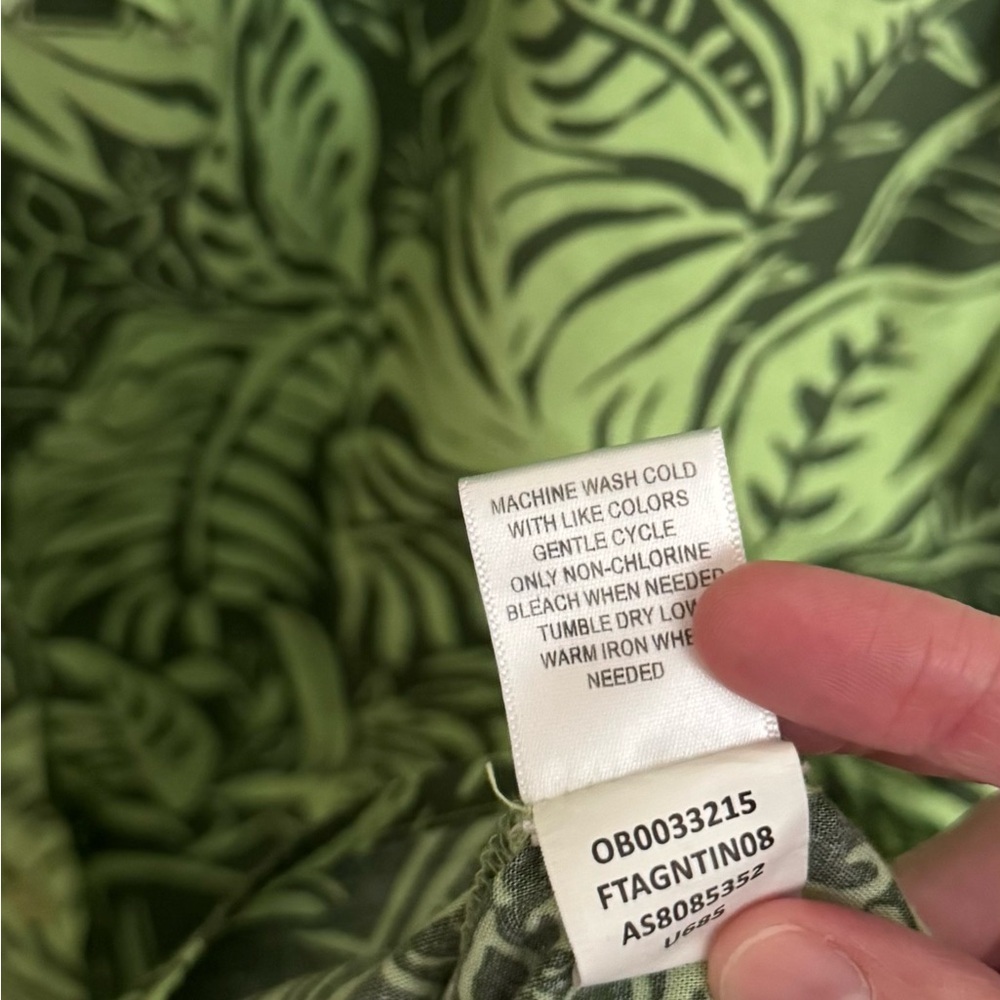 Appleseed’s Tropical Green Leaf Print Button Front Midi Dress Women’s Size 8 - Picture 6 of 6